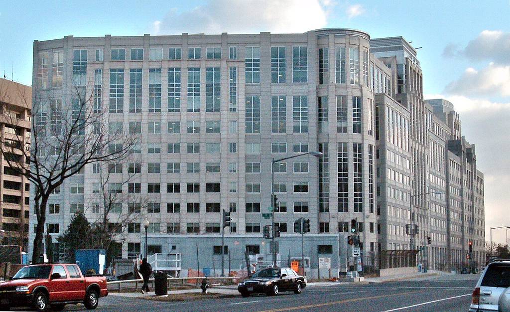 The U.S. Immigration and Customs Enforcement headquarters building in Washington, D.C.